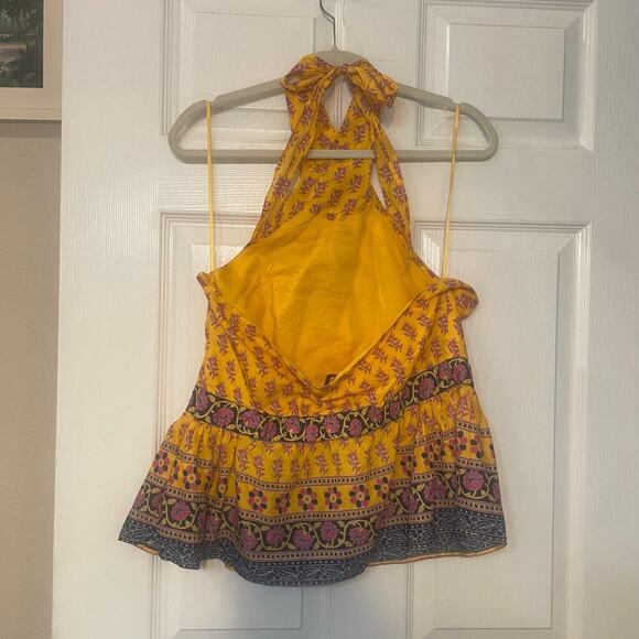 NWT J Crew Halter peplum top in sunny block print size Large - Picture 2 of 15
